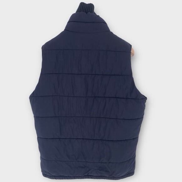 Y2K Abercrombie & Fitch Puffer Vest Large Navy Blue Full Zip Preppy AF Large - Picture 2 of 13